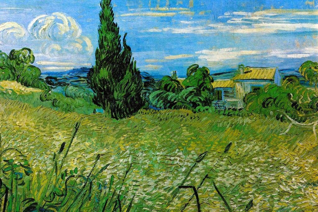 VanGogh Green wheat field w cypresses