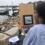 Painter Roy Rossow working